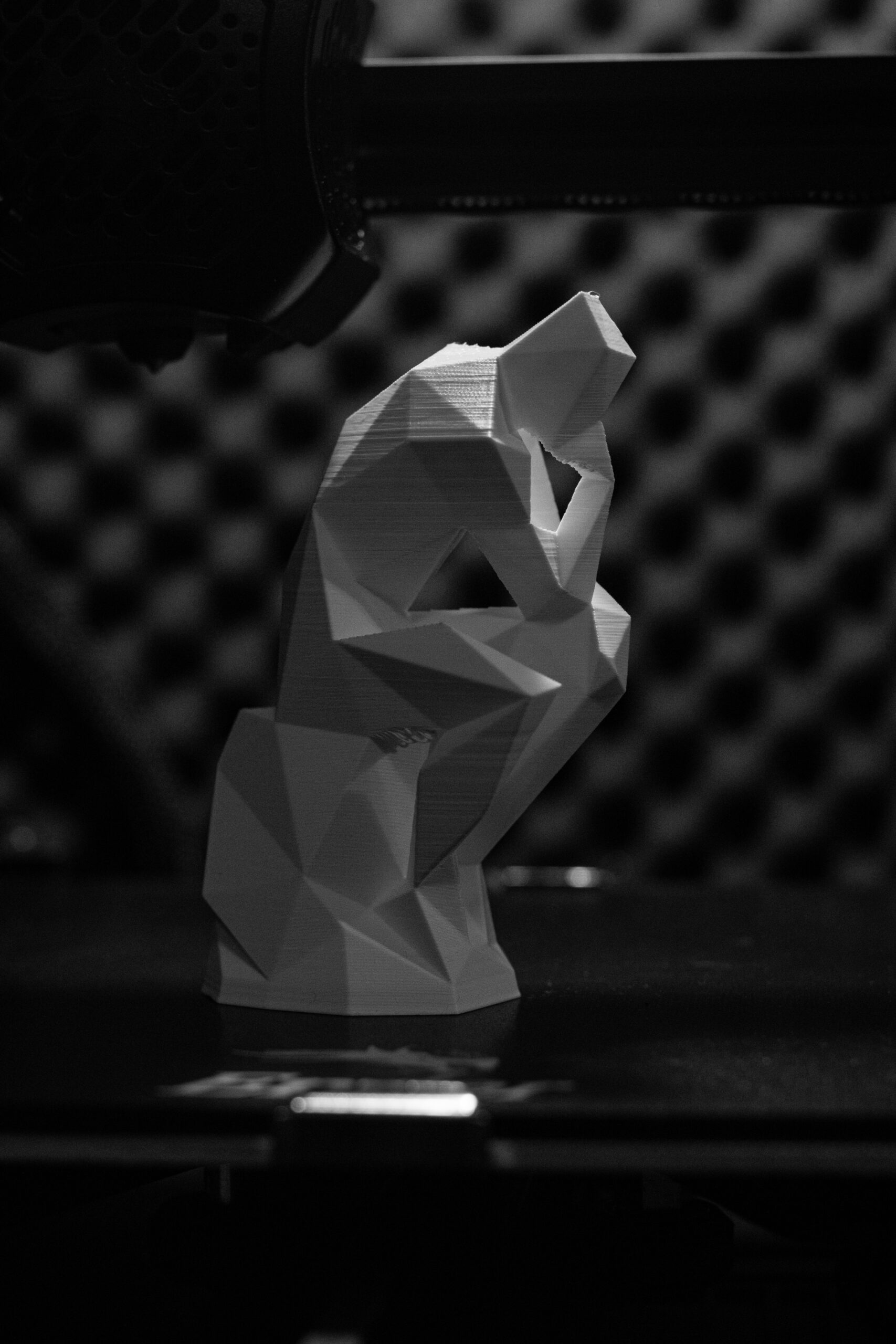 Black and white 3D print as a rapid prototype scaled sculpture